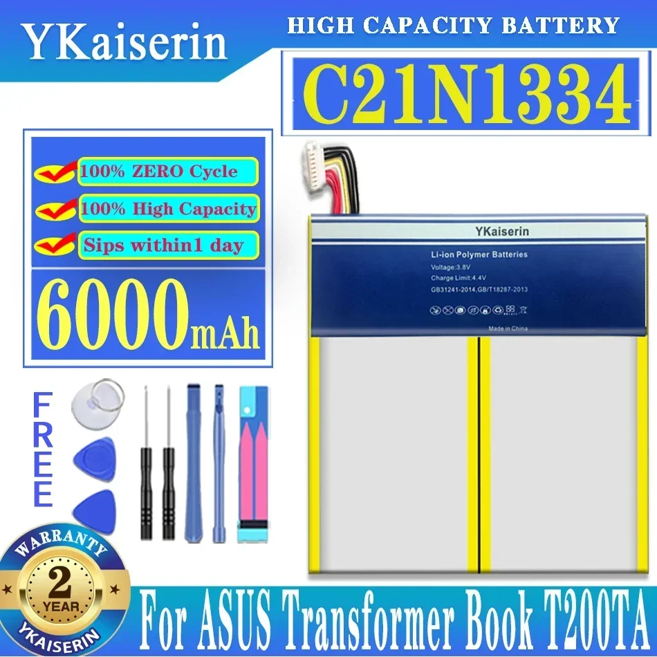 YKaiserin C21N1334 Аккумулятор для Asus Transformer Book T200TA T200TA-1A T200TA-1K T200TA-1R 200TA-C1-BL 6000 мАч
