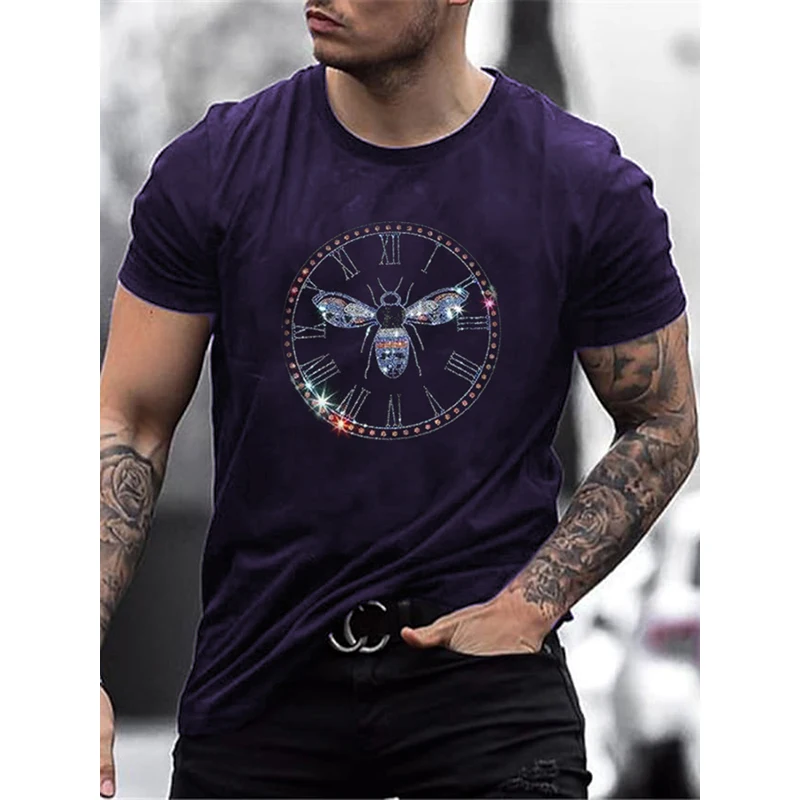 

New High Quality Fashion Men's Clothing Oversized Tee y2k Lion Rhinestone Designer Short Sleeve Tops Trip Casual Street T-shirts