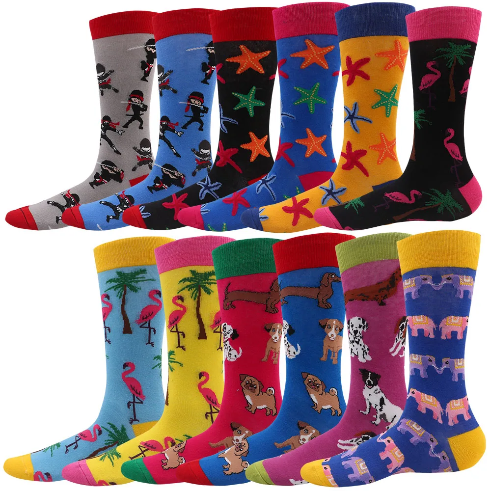 

Мужские модные Веселые красочные новые хлопковые Веселые носки с животными