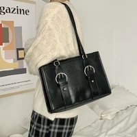 simple pu leather women square clutch handbags college style female shoulder bag large capacity ladies casual designer tote bags