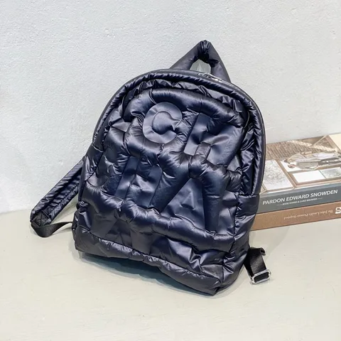 Пуховой рюкзак для женщин, новинка осень-зима 2022, модная школьная сумка, вместительная Хлопковая сумка с тиснением