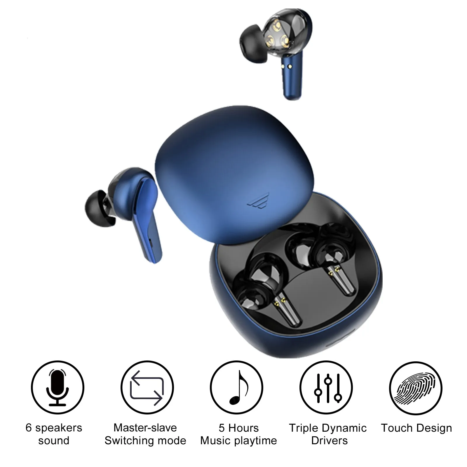 

2023 New TWS Earphones 5 hours True Wireless Stereo Earbuds Master-Slave Switching Mode Touch Headset 350mAh Recommend