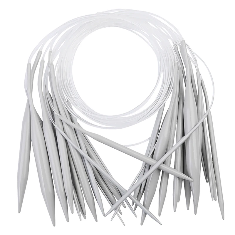 

80cm 2-12mm Aluminum Circular Knitting Needles Crochet Needles Pins Needle Craft Tools For Set of Knitting hooks DIY Weaving