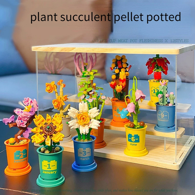 

New 12 Blind Box Toys Succulent Building Blocks Flower Plants Compatible with Lego Small Particle Assembled Toys sensory toys