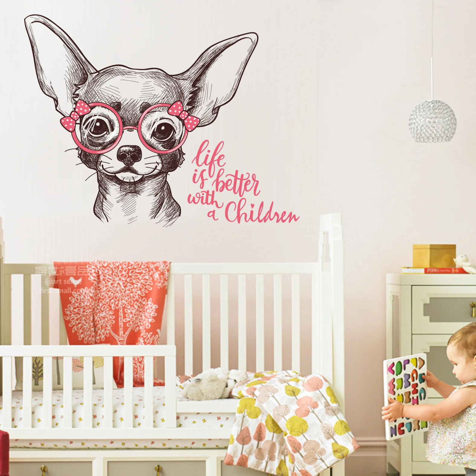 

Chihuahua Cartoon Dog Wall Stickers Home Decoration Bedroom For Girl Living Room Baby Deco Adhesive Vinyl Art Kids Kawaii Decal