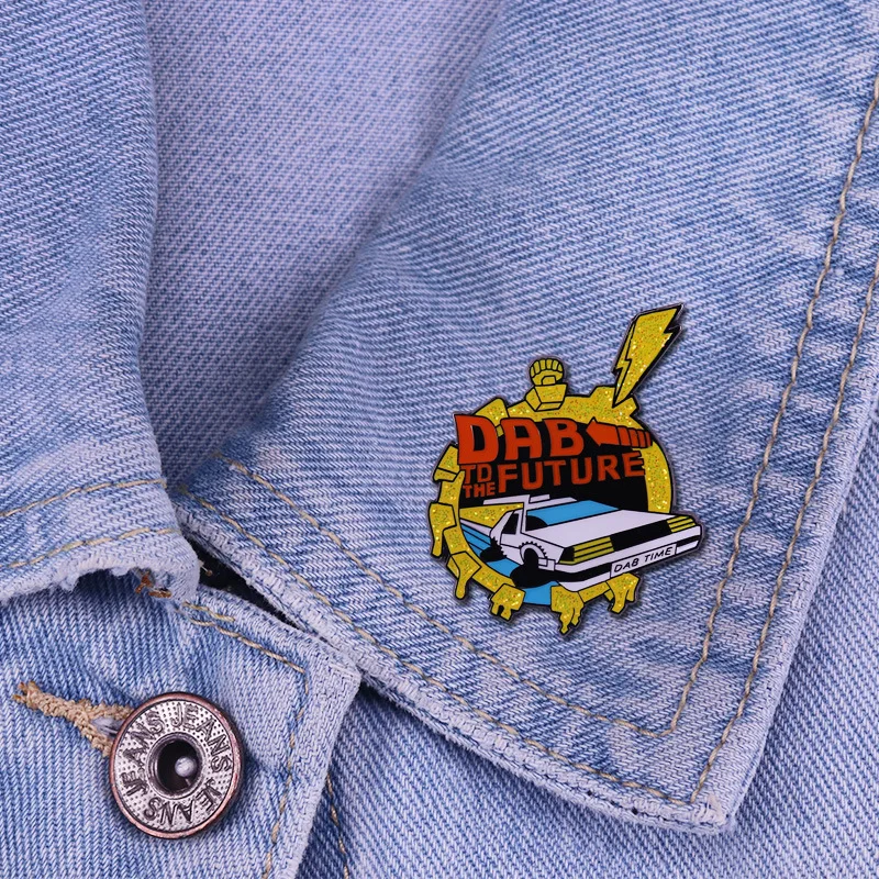 "Dab To The Future" Hard Enamel Pin Glitter Lapel Pins Badge Brooch for Jewelry Accessory