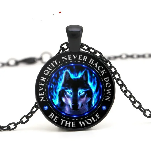 

Wolf Totem Time Gem Necklace European and American Metal Sweater Chain Pendant Necklace Jewelry Gift