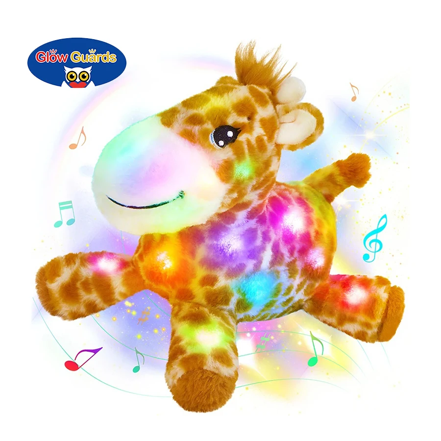 

Плюшевые игрушки в виде жирафа 35 см, мягкая подушка, светящаяся коричневая милая плюшевая кукла в виде животного, подарок на день рождения для детей и девочек