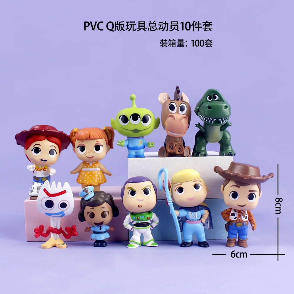 10pcs/Set Toy Story Woody Bulleye Buzz Lightyear Jessie Mini Action Figure Cute Decoration Doll Collection Model Toy For Gift