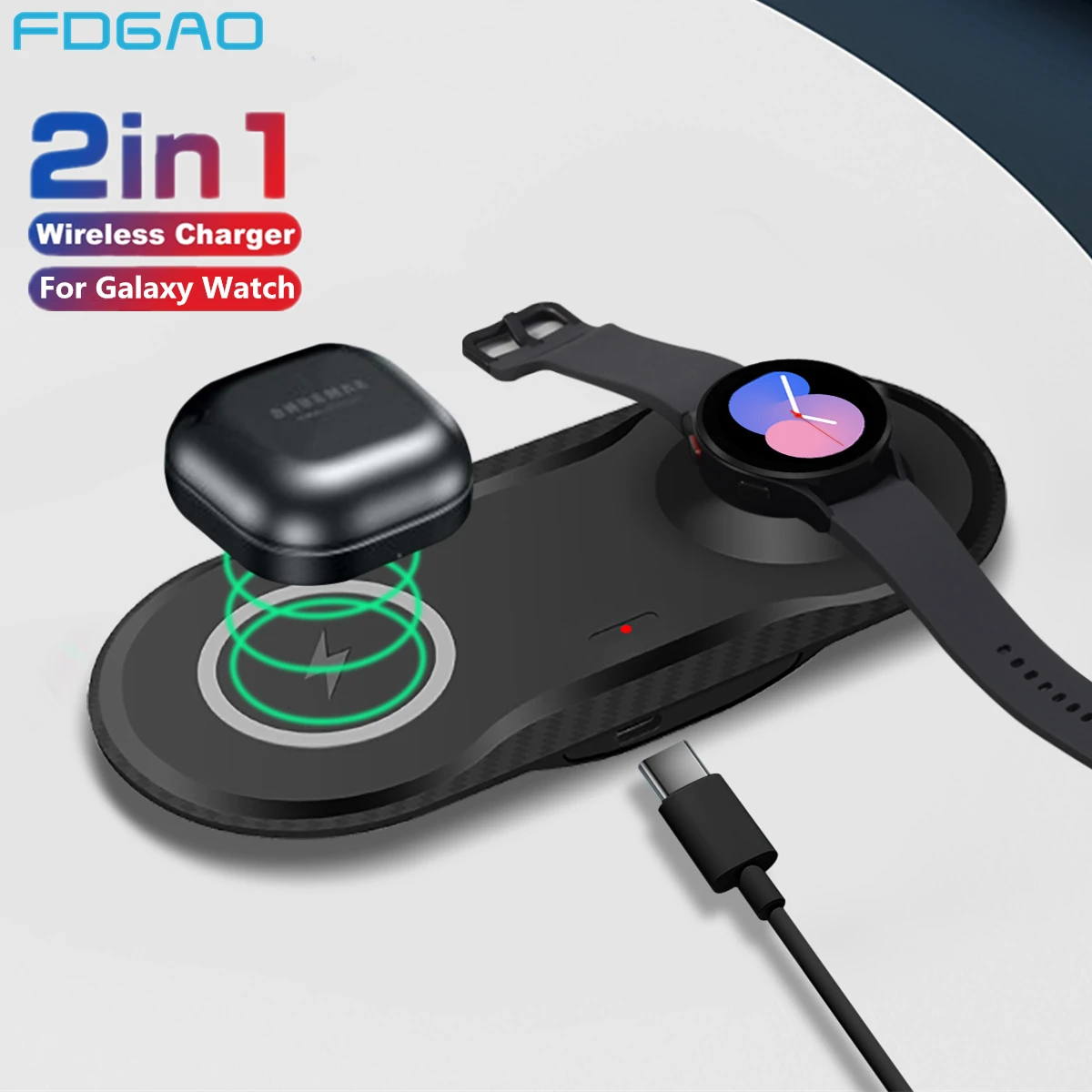 

2 in 1 Wireless Charging Station For Galaxy Watch 5 4 3 Active 2 1 25W Dual Fast Charger Pad For Samsung S23/S22/21/20 Buds Pro