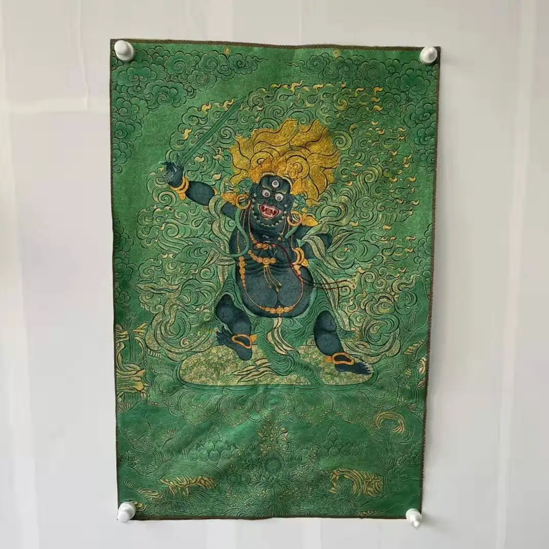 

Thangka embroidery Black King Kong God of wealth hanging mural crafts