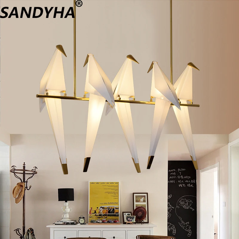 

SANDYHA Modern Bird Cage Chandelier Interior Decor Living Room Restaurant Ceiling Hanging Lamps Bedroom Furniture Drop Light