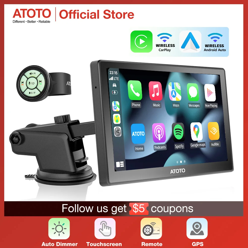 Автомобильная Мультимедийная система ATOTO, Универсальная Портативная Беспроводная стерео-система на Android, с 7-дюймовым сенсорным экраном, GPS Навигатором, для CarPlay Автомобильная Мультимедийная система ATOTO, Универсальная Портативная Беспроводная стерео-система на Android, с 7-дюймовым сенсорным экраном, GPS Навигатором, для CarPlay