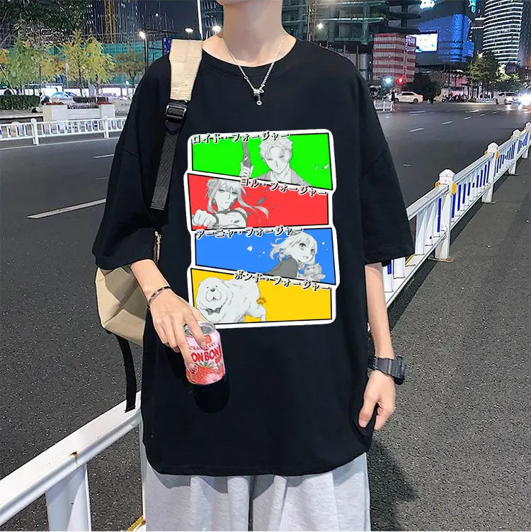 

Funny Anime Spy X Family Anya Forger Yor Forger Loid Forger Bond Forger Graphics Printed T Shirt Streetwear Men Women Loose Tees