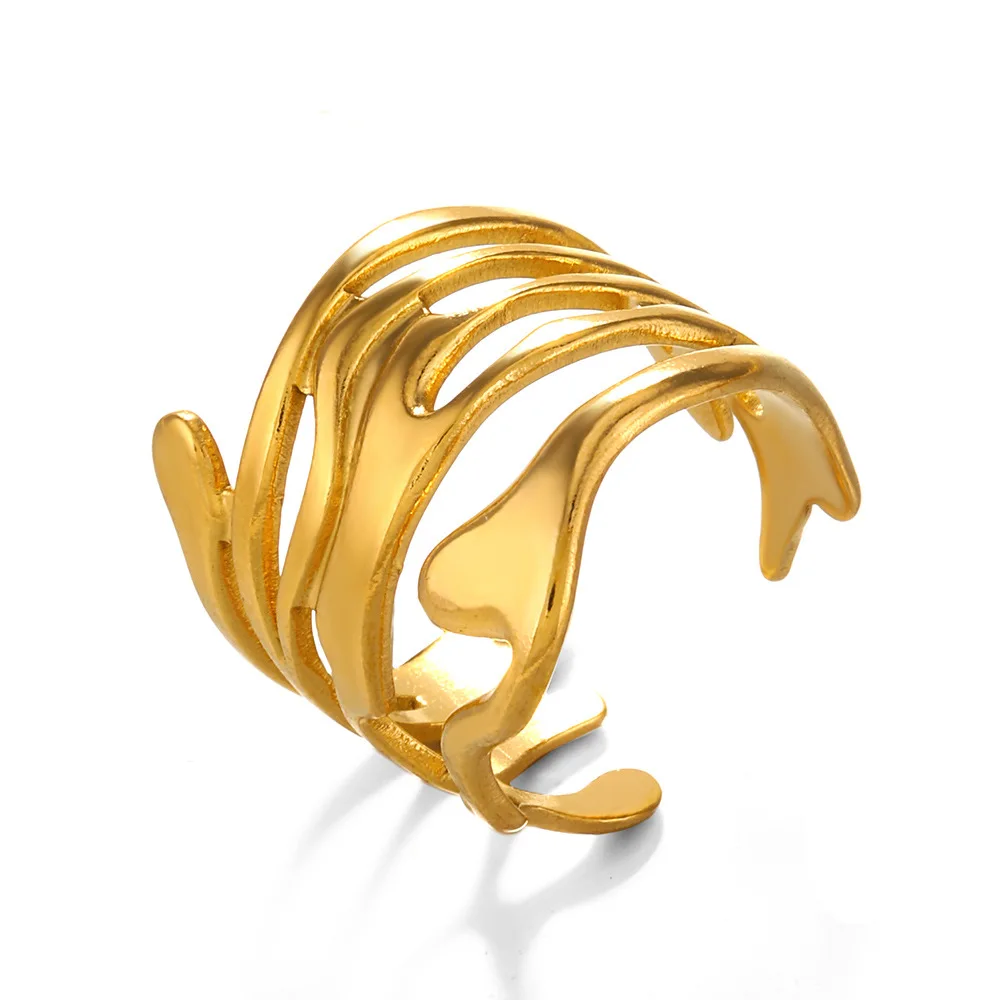 Женское Открытое кольцо из нержавеющей стали с неравномерным геометрическим