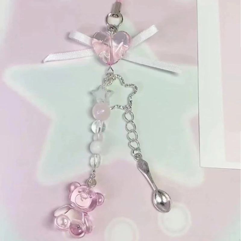 Брелок с бантом Крыло ангела из бисера Ремешок для телефона подвеской в ​​виде