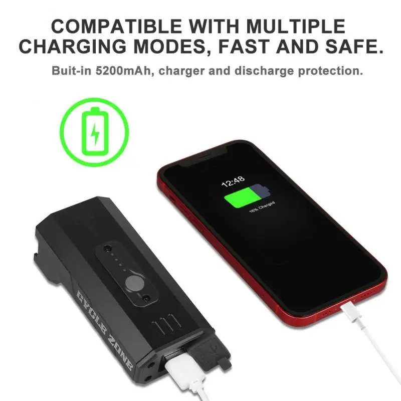 Фсветильник светодиодный велосипедный передний с зарядкой от USB 2000 лм 5200 мАч |