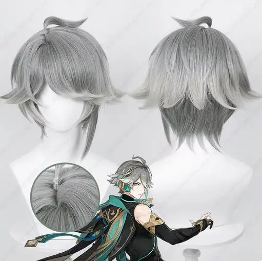Aihaiтема Косплей Хэллоуин искусственный парик 30 см серый градиент короткие парики