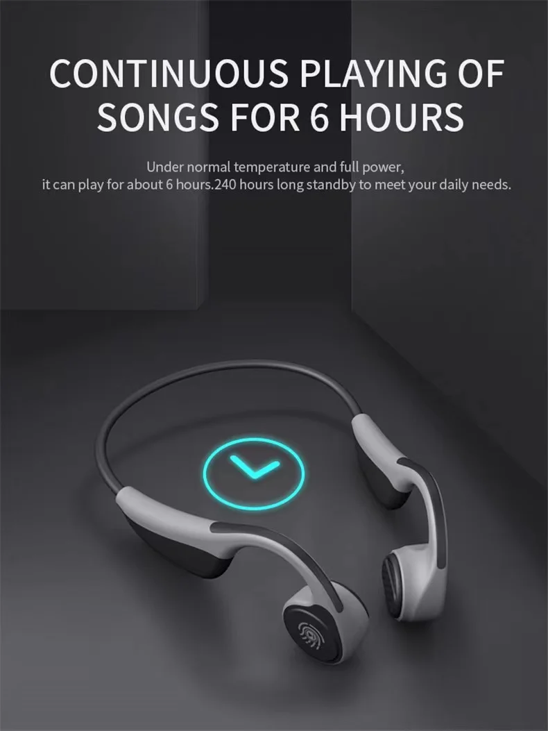 

Наушники с костной проводимостью, Беспроводные спортивные наушники, Bluetooth-совместимая гарнитура, Hands-free с микрофоном, водонепроницаемая улу...