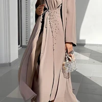 new muslim women middle east dubai solid color three piece ramadan dress saudi arabia robe marokkanische kleider kaftan lsm16