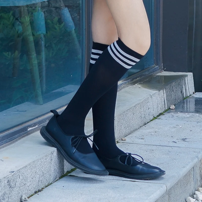 

Mini Women Girls Fashion School Student Socks Spring Summer Knee High Elastic Sexy Long Tube Socks Black/white Japanese Style
