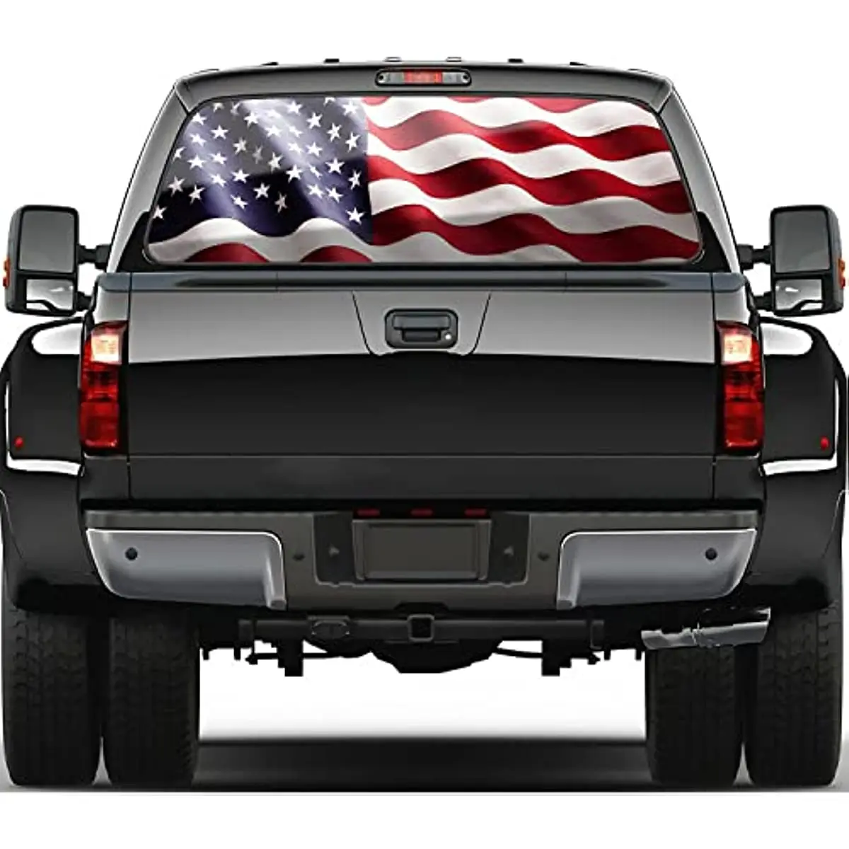 

Hsdiokl American Flag Truck Rear Window Decals,US Flag Truck Stickers,Perforated Vinyl Trucks, SUV, Cars, Universal,66''x20''