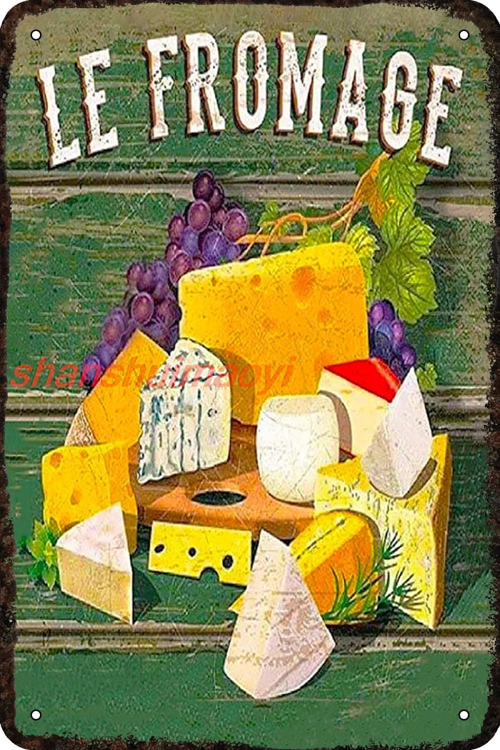 Винтажная металлическая вывеска Le Fromage 8x12 дюймов