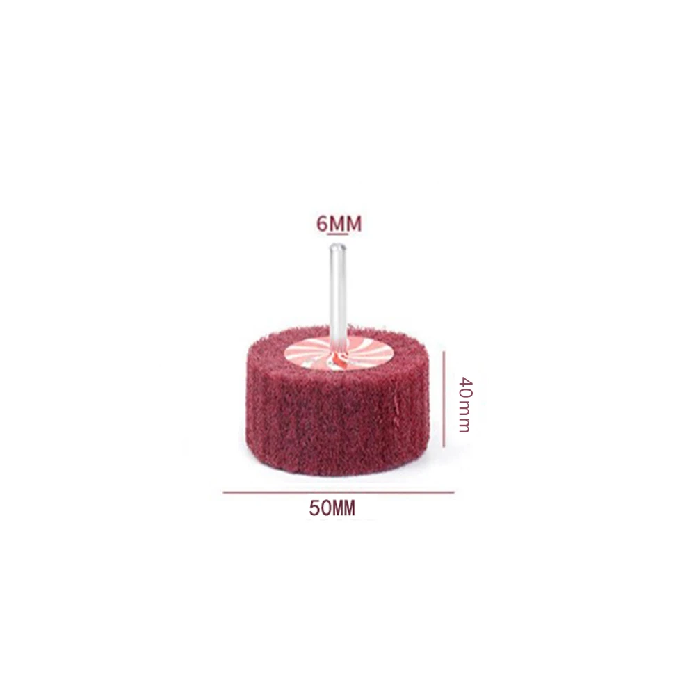 

Fiber Grinding Head 1pc 50/60/80mm 6mm Abrasive Aluminium Cylindrical Flap Nylon Polishing Red Scouring Pad Shank