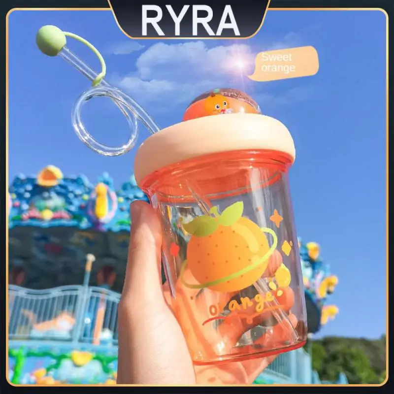 

Cartoon Straw Cup Fruit Landscape Creative Transfer Cup Cute Water Cup Childrens Childrens Water Absorption Cup