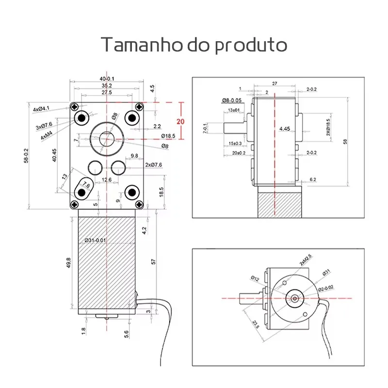 CHYUE 5840-31ZY Червячная передача Двигатель постоянного тока 12 В 24 7 об/мин-470 об/мин
