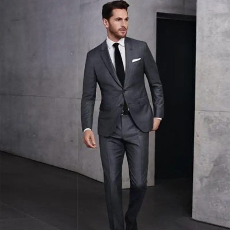 Dark Gray Men Suits Business Formal Wedding Suits For Men Best Man Blazer Groom Wear Tuxedo Slim Fit Costume Homme