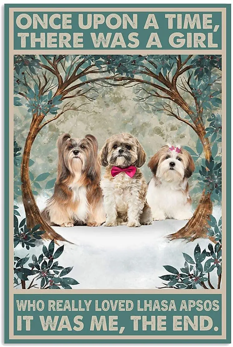 

Once Upon A Time There Was A Girl Who Really Loved Lhasa Apsos Dog Lover Metal Tin Signs Motivational Meaningful Wall Art Prints