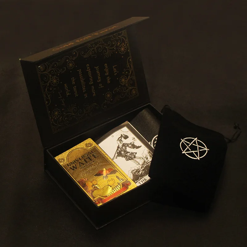 

Новинка, золотой фольгированный Таро, бронзовая цветная печать, пластиковые ПВХ водонепроницаемые игральные карты для настольных игр