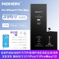 nohon for iphone 11 pro max battery for iphone 12 x xr xs max se 2020 se2 6 7 8 plus 6s high capacity replacement phone bateria
