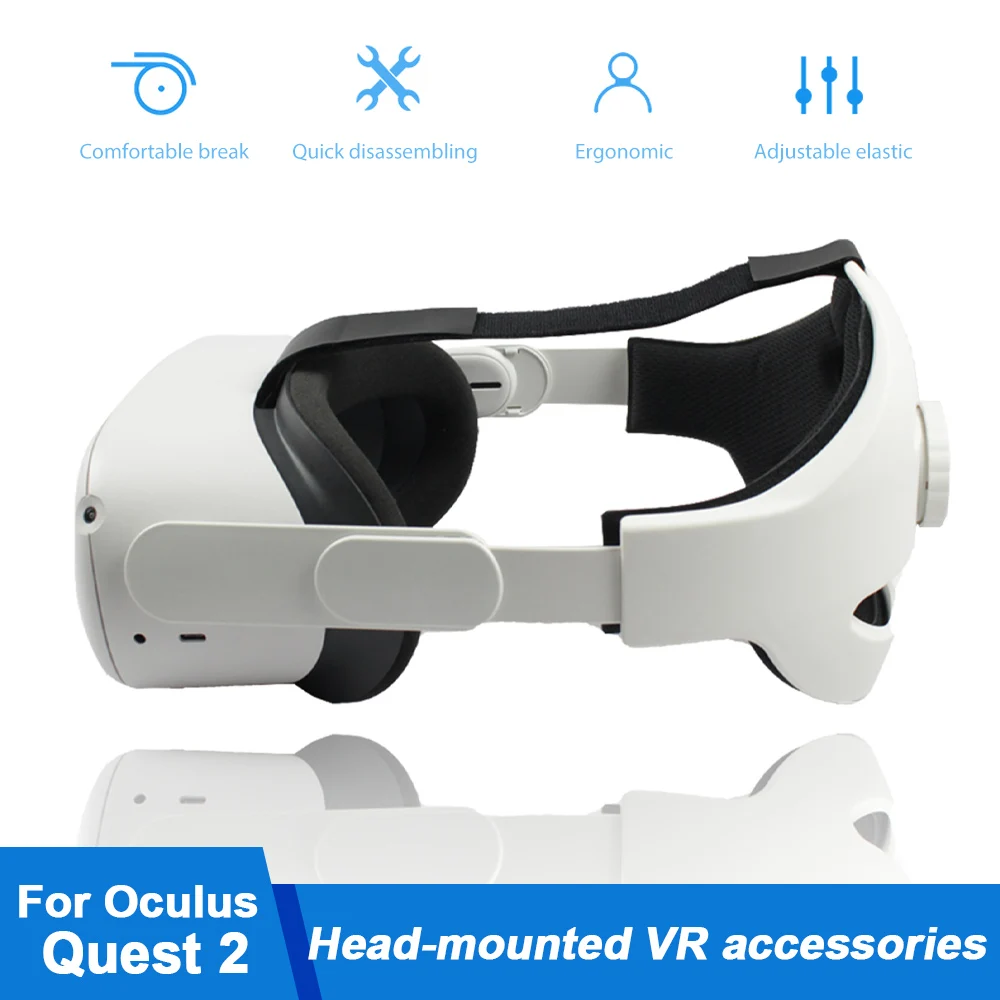 

Adjustable Head Strap for Oculus Quest 2 Headset Glasses Foam Cushion Belt Headband Replacement VR Accessories Black