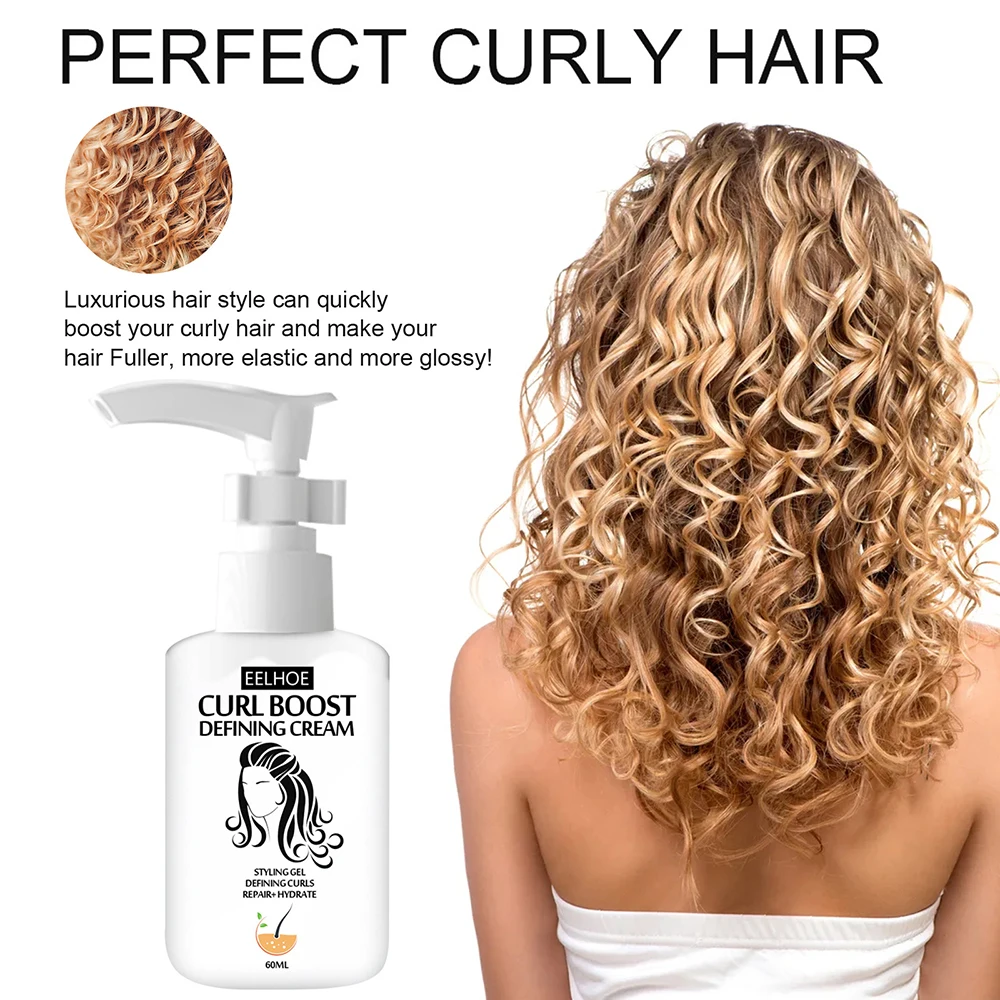 

Sdotter 60ml Hair Conditioner Curl Enhancer Anti Frizz Moisturize Hair Elastin Wavy Curly Hair Frizz Control Shine Styling Repai