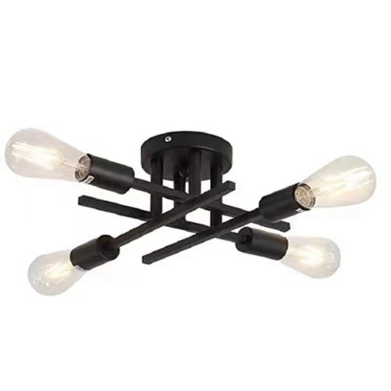 

Industrial Style American Ceiling Lamp Living Room Chandelier Semi-Recessed Ceiling Lamp (Without Lamp)