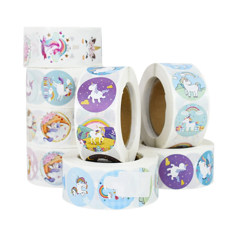 500 Шт. Наклейки На День Рождения С Рисунком Единорога Этикетки Спасибо