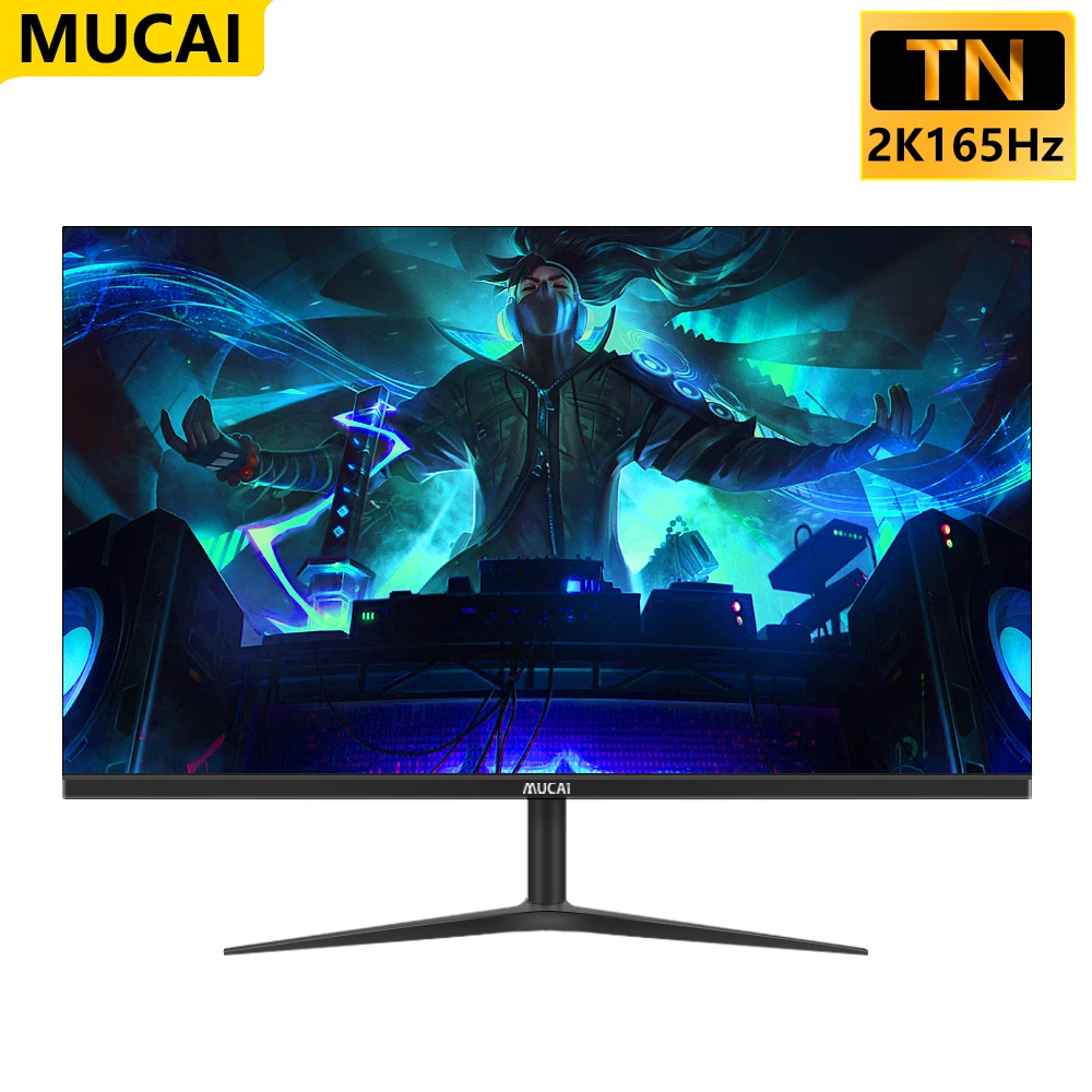 

MUCAI 27 Inch Gaming Monitor 2K 144Hz TN Display PC QHD 165Hz Desktop Computer Screen Flat Panel HDMI-Compatible DP 2560*1440