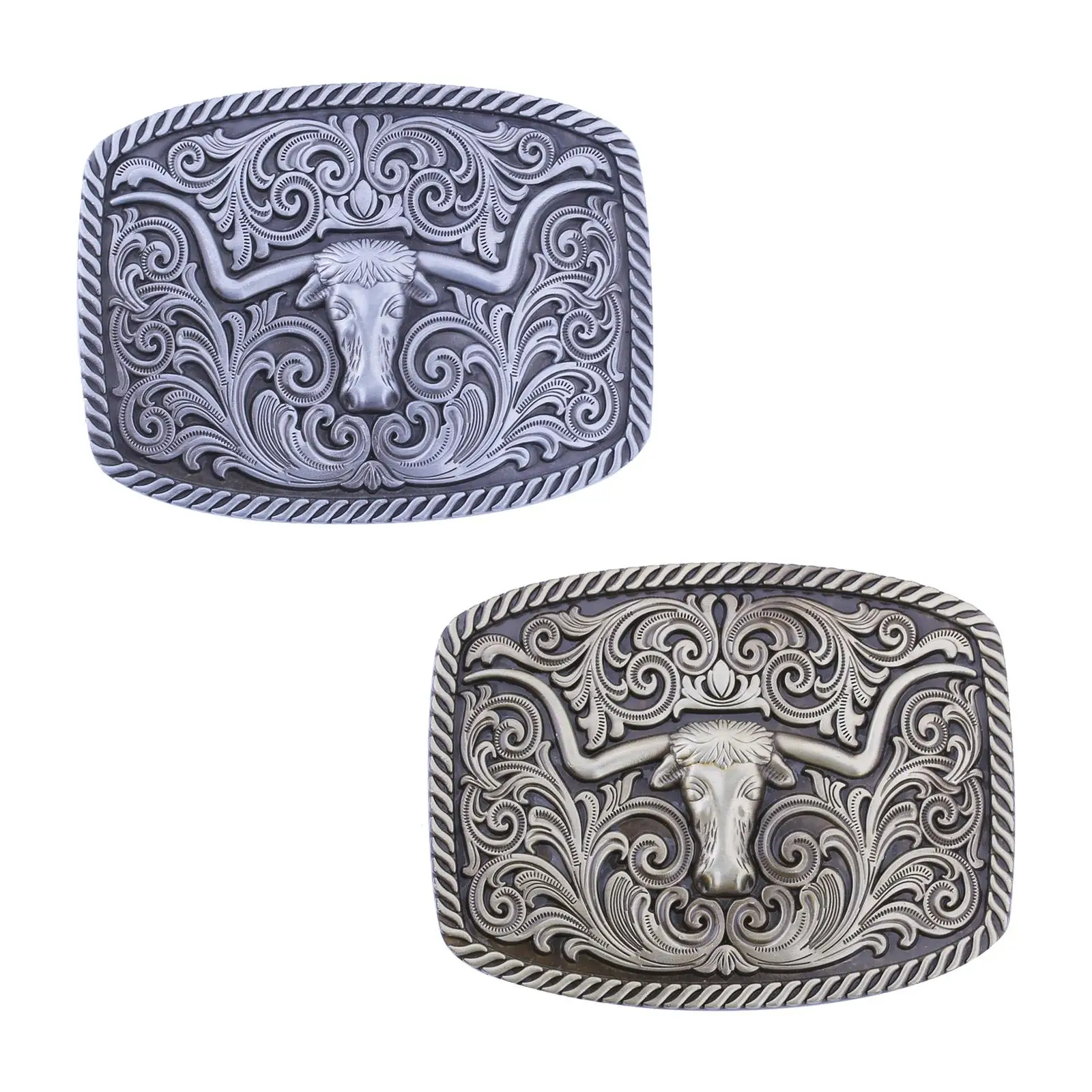 

Classic Western Cowboy Belt Buckle for 1.5" Belts, Engraved Floral Long Solid Metal Belt Buckles Replacement Belt Buckle
