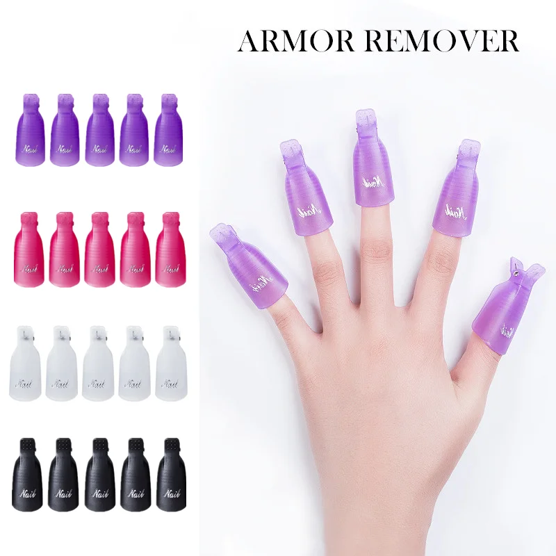 

Nail Soak Off Cap UV Gel Polish Remover Clip Varnish Manicure Clean Clip Tools Plastic Fingers Wraps Remover Varnish Finger Cap