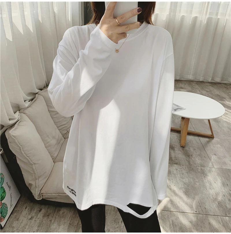 Женская футболка с вышивкой и надписью белая дырками Повседневная большого