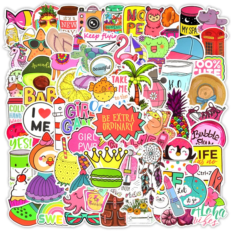 

150 шт., водонепроницаемые Мультяшные Стикеры для девочек, подходит для ноутбука, гитары, скрапбукинга