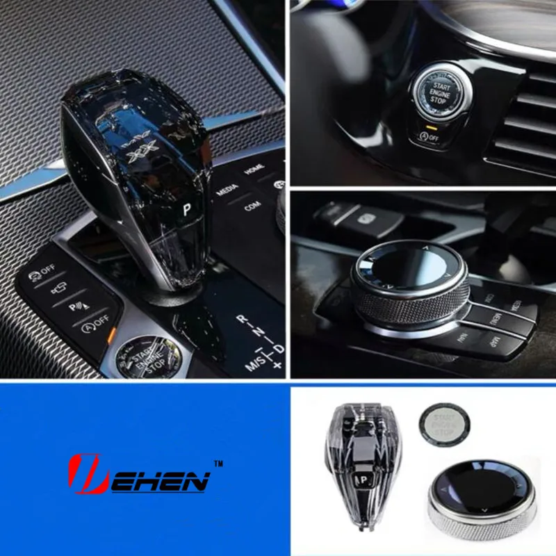 

For BMW X5 X6 E70 E71 2008-2014 auto parts crystal shift knob and multimedia knob and start stop button set