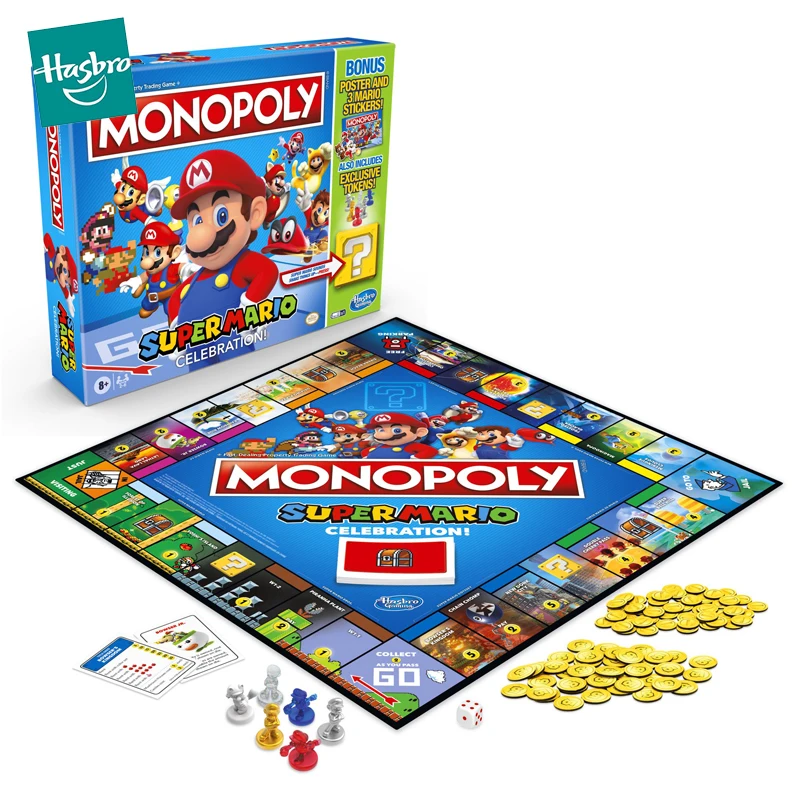 

Hasbro Monopoly Board Game Super Mario Celebration Poster Sticker Electronic Family Party Table Games for Kids Toys Adult Gift