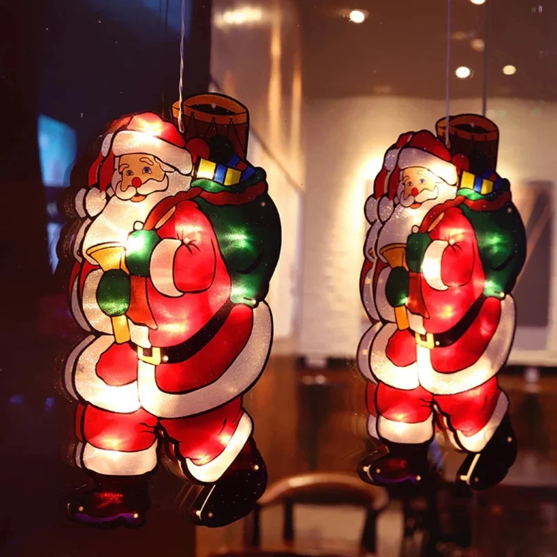 

Christmas Decoration Lighted Window Hanging Decor Xmas Lights with Suction Cup Hook for Christmas Party Showcase Window Home