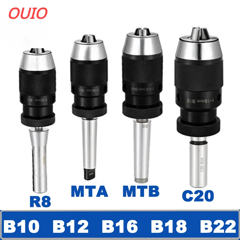 

OUIO Self-затяжка сверла Chuck B10 B12 B16 B18 B22 Morse, токарный станок с ЧПУ, сверлильный станок MT2 MT3 MT4 MT5 R8 C10 C12 C16 C20