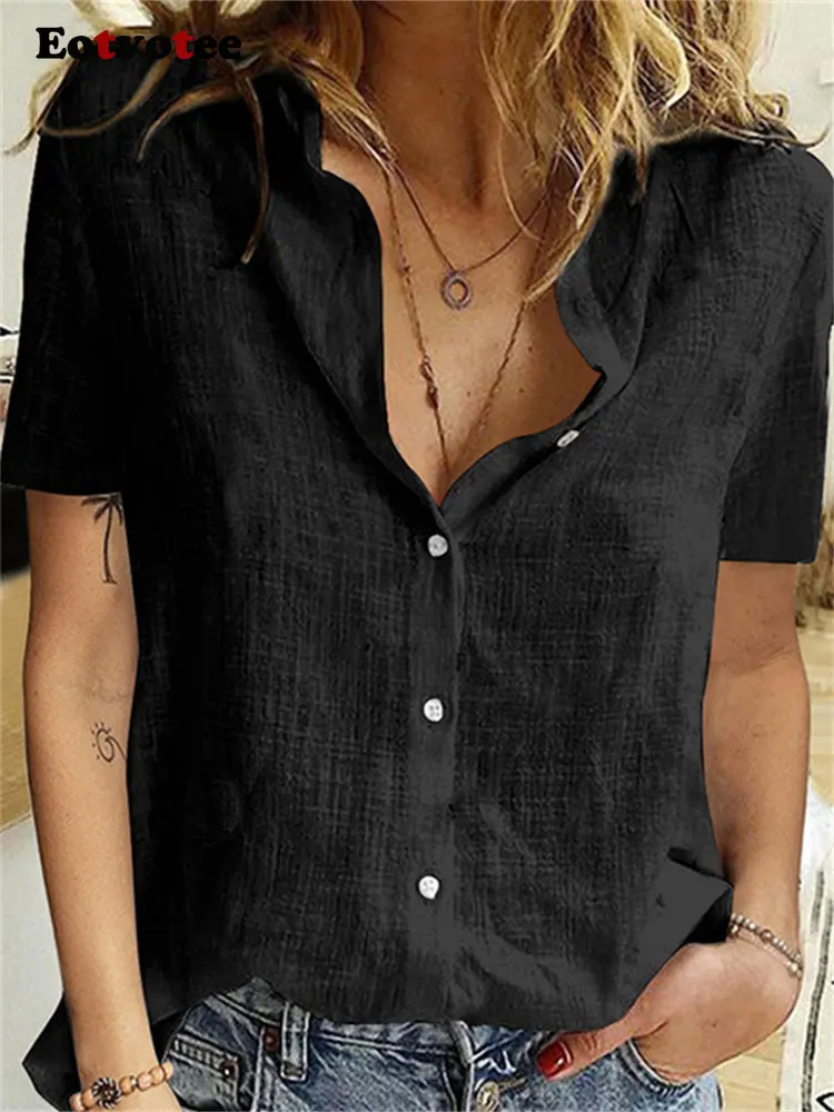 Рубашка женская оверсайз с коротким рукавом офисная блузка на пуговицах из
