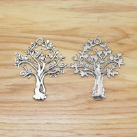 2 pieces tibetan silver hollow large life tree round charms pendants for necklace jewellery making findings 50x60mm