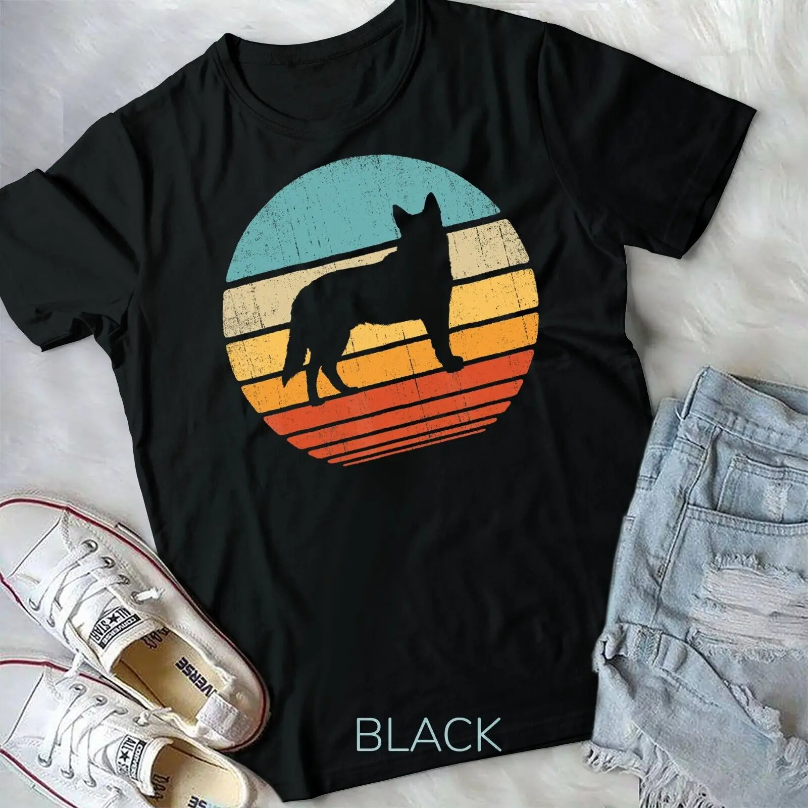 Blue Heeler Australian Cattle Dog Retro Vintage 70s O-Neck Cotton T Shirt Men Casual Short Sleeve Tees Tops Harajuku Streetwear